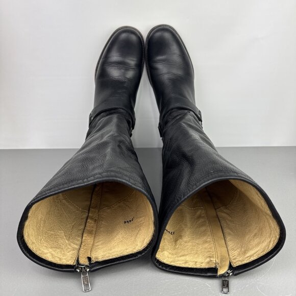 Frye Phillip Harness Tall Boots Riding Leather Back Zip Black 76850 Womens 8.5 B - Picture 7 of 16